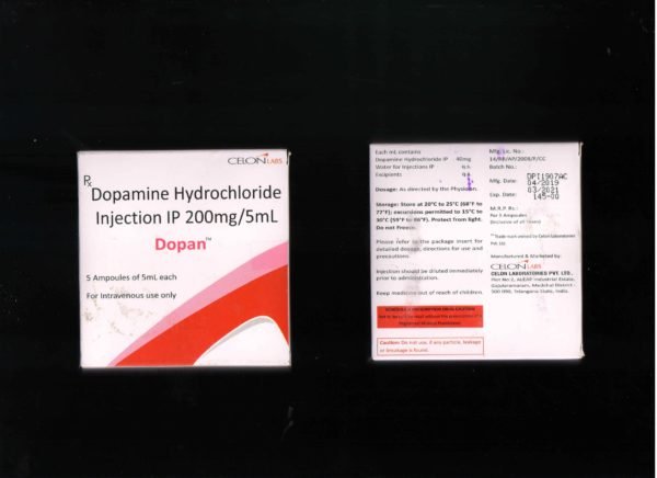 Dopamine Hydrochloride Injection 200mg Dopan